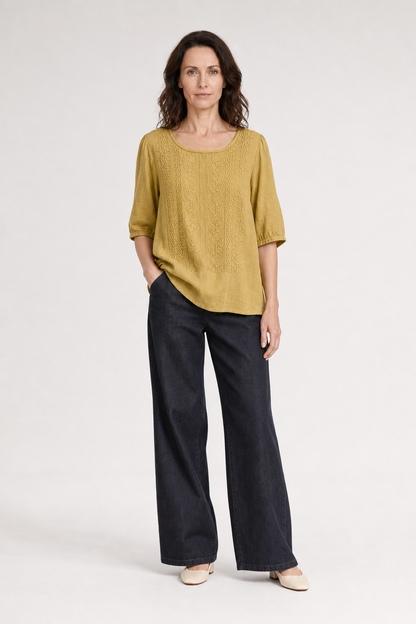Mila | Women's Cotton Embroidered 3/4 Sleeve Blouse