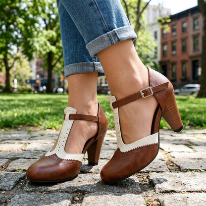Rue | Brogue T-Strap Pump