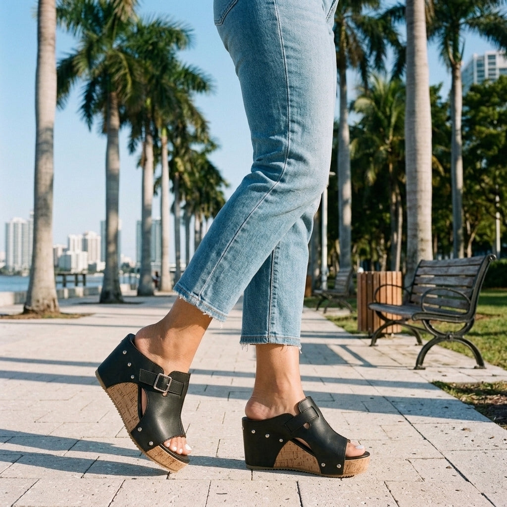 Enid Lodovica | Wide-Strap Wedge Sandals