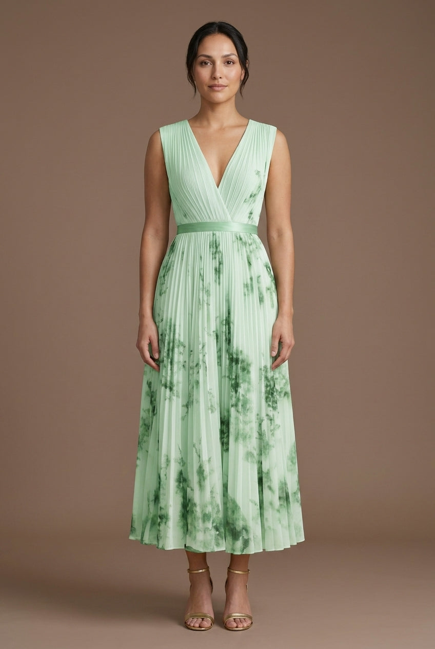 Elegant Sleeveless Dress for Women, V-Neck Wrap-Style Lightweight Flowing, for Brunch, Summer Events, Wedding Guest & Ev