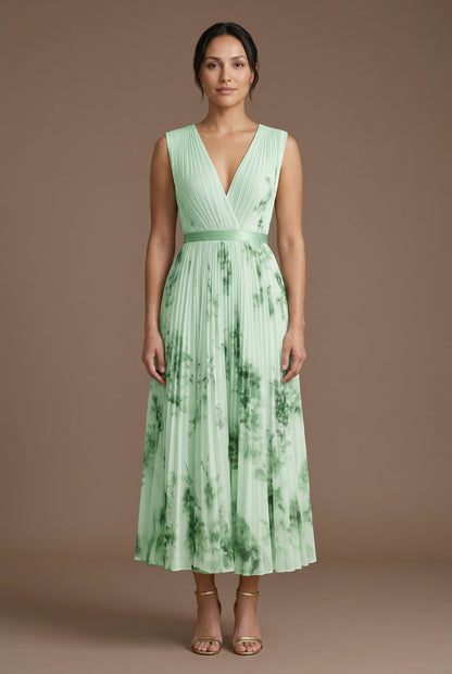 Elegant Sleeveless Dress for Women, V-Neck Wrap-Style Lightweight Flowing, for Brunch, Summer Events, Wedding Guest & Ev