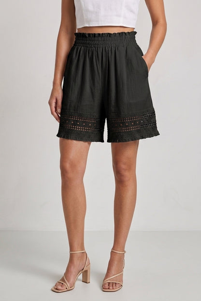 Elegant Lace Trim Shorts for Women, Tailored Slant Pocket Lightweight, for Brunch, Holiday, Date Night & Everyday Wear