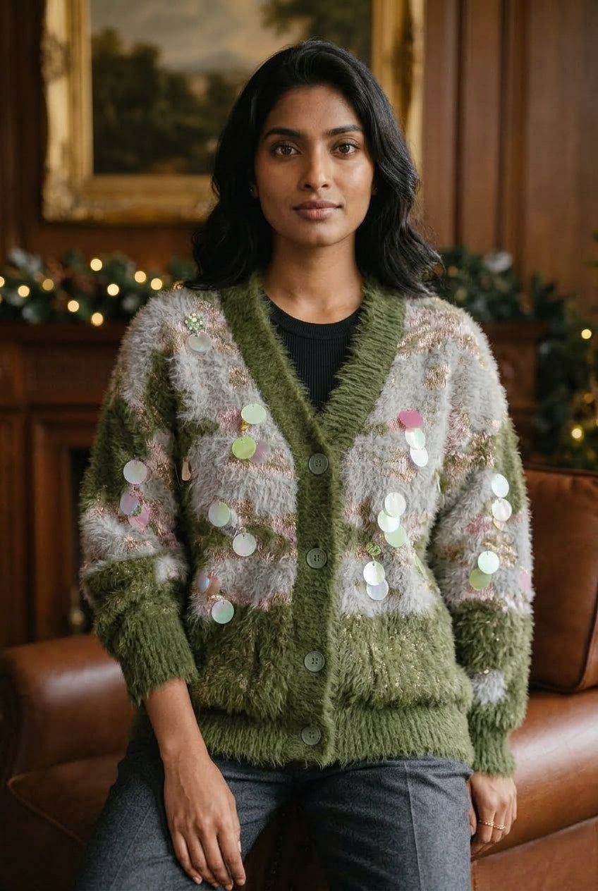 Merla | Festive Colorblock Cardigan