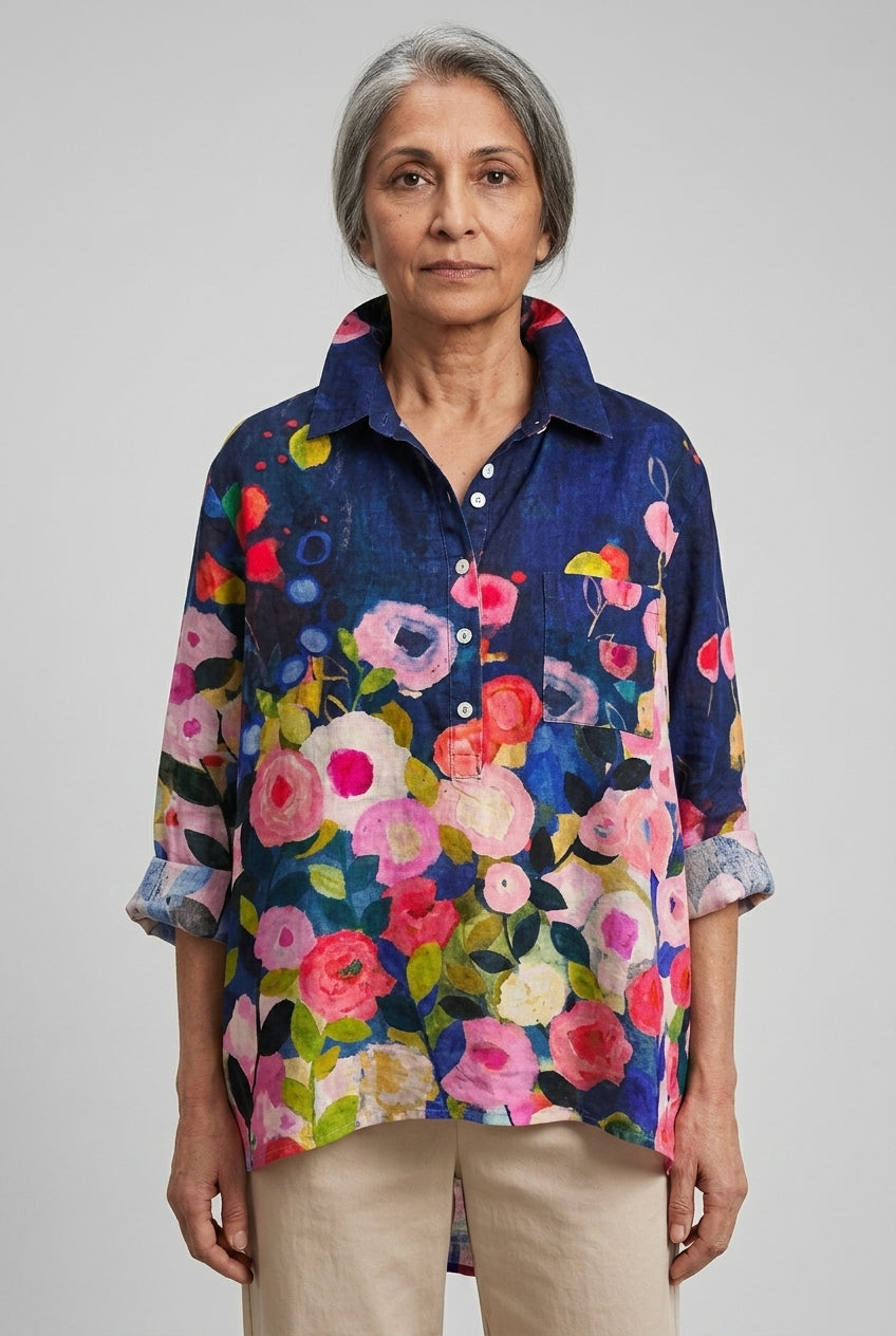 Gwyneth Helena | Floral Oversized Collar Blouse