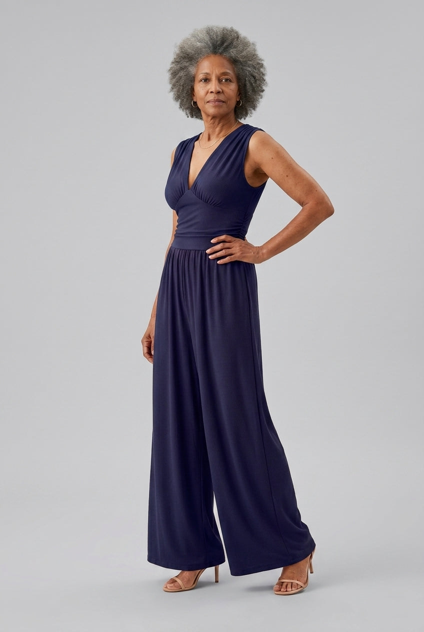 Chic Sleeveless Wide-Leg Jumpsuit for Women, Tailored Elegant Silhouette, for Work, Evening, Brunch & Everyday Wear