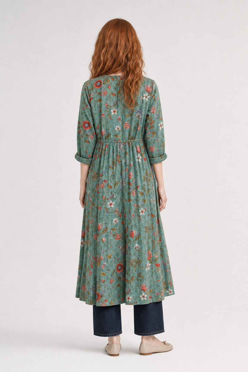 Liora | Women's Boho Cotton Floral V-Neck Pocket Maxi Dress Long Sleeve