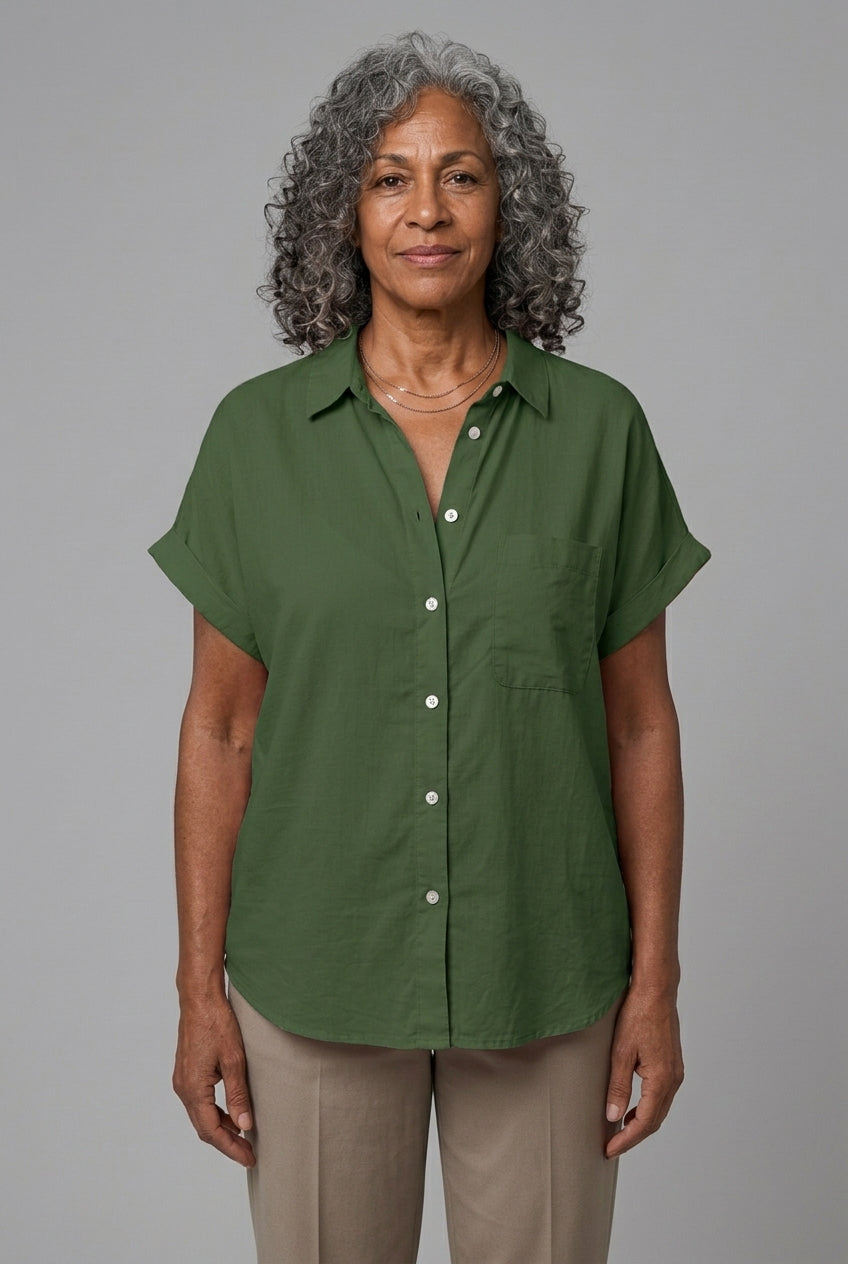 Celestine Leonie | Button-Down Short-Sleeve Blouse
