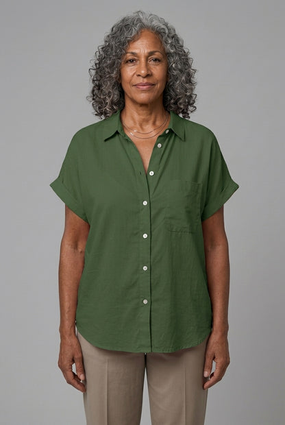 Celestine Leonie | Button-Down Short-Sleeve Blouse