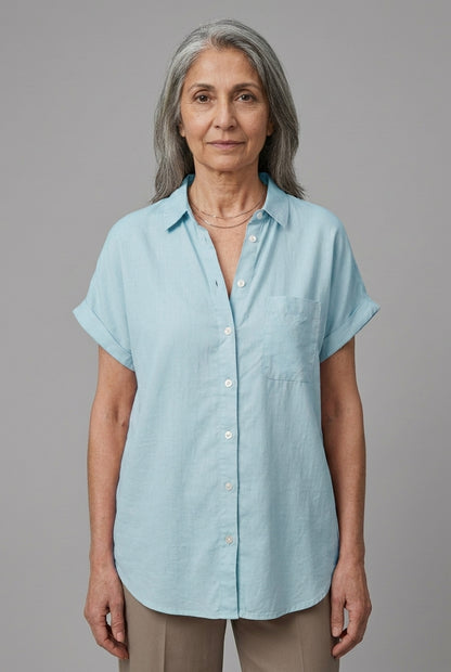 Celestine Leonie | Button-Down Short-Sleeve Blouse