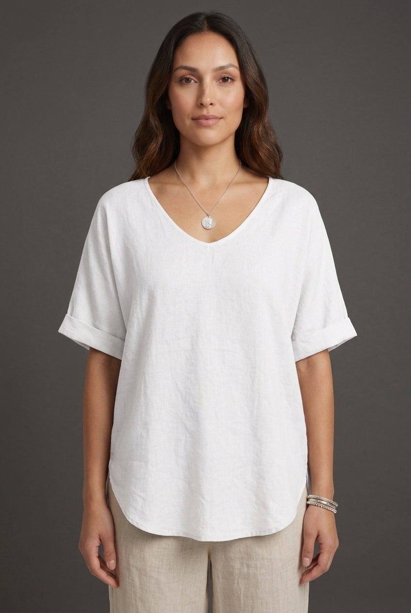 Graceful V-Neck Flow Blouse for Women, Soft Flowing Silhouette with Refined Neckline, for Work, Casual, Everyday & Polis