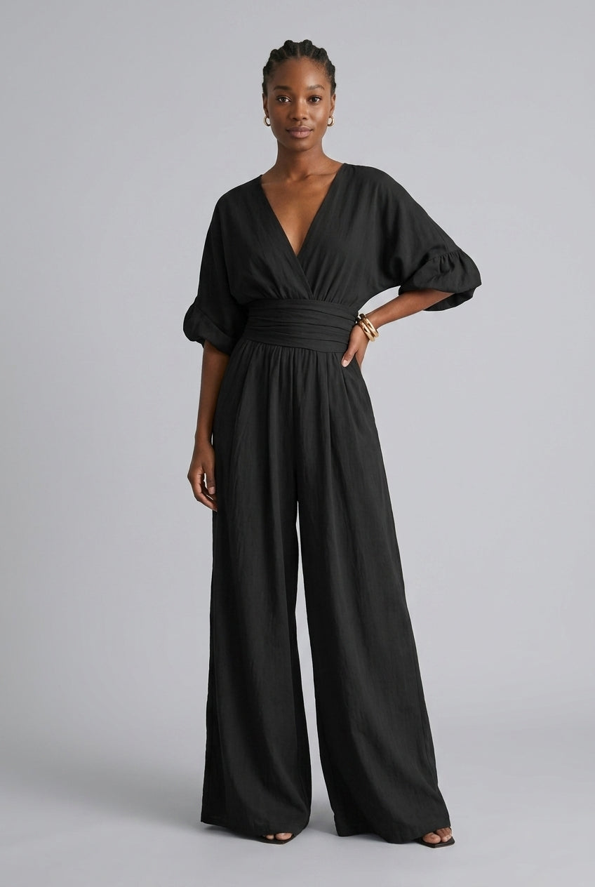 Emberly | Wide Sleeve V-Neck Jumpsuit