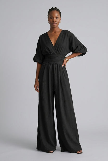 Emberly | Wide Sleeve V-Neck Jumpsuit
