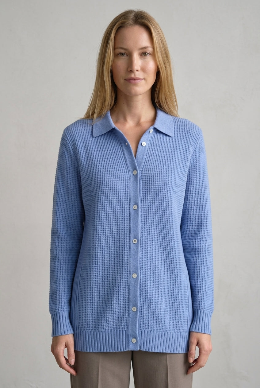 Elegant Longline Knit Cardigan for Women, Button-Front Cozy Soft Cotton, for Work, Casual, Everyday & Layering