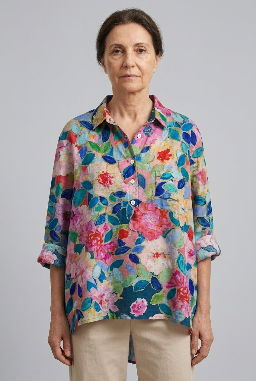 Gwyneth Helena | Floral Oversized Collar Blouse