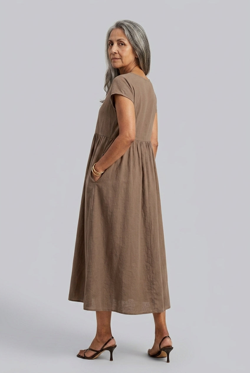 Wanda Sabelle | A-Line Midi Dress with Pockets