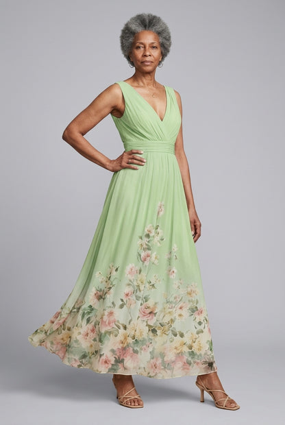Elegant Sleeveless Floral Dress for Women, Lightweight A-Line with Feminine Fit, for Brunch, Vacation, Everyday & Date N
