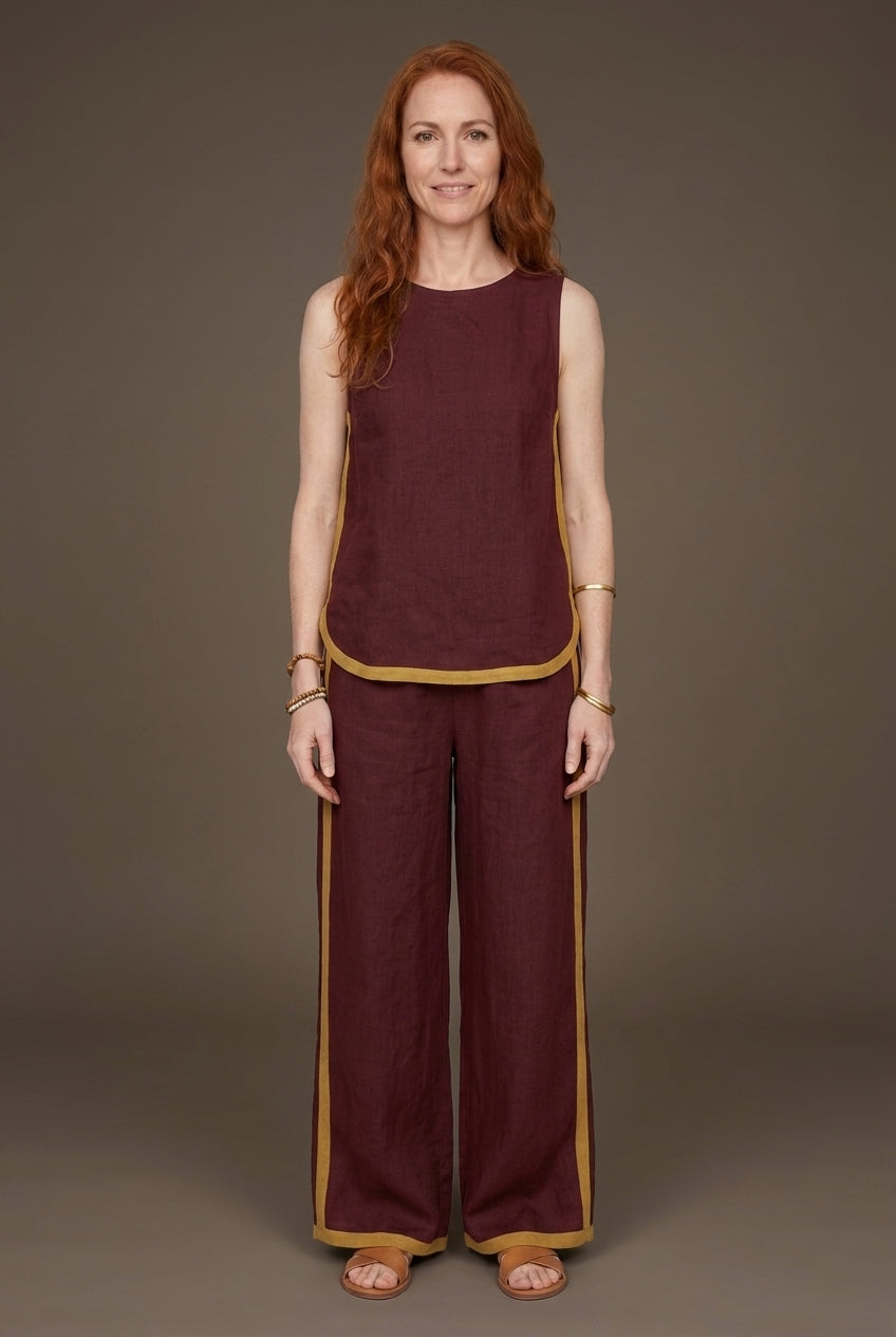 Elegant Sleeveless Wide-Leg Trouser Set for Women, Lightweight Relaxed Fit, for Work, Casual & Evening Wear