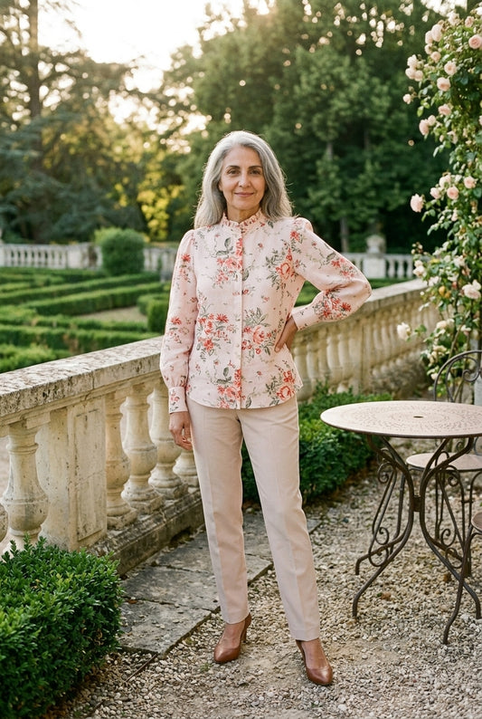 Veda | Mandarin Collar Linen Blouse