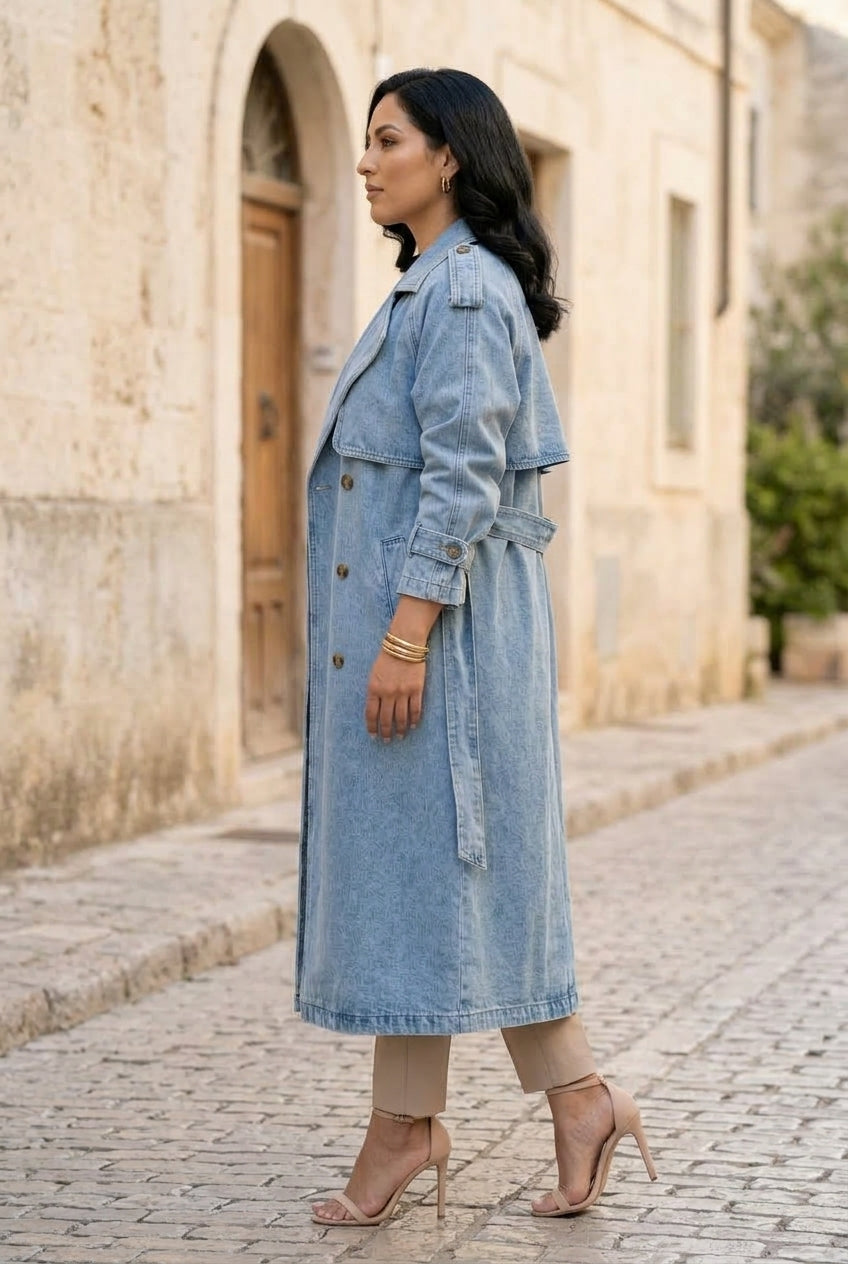 Ditis | Oversized Denim Trench Maxi Coat