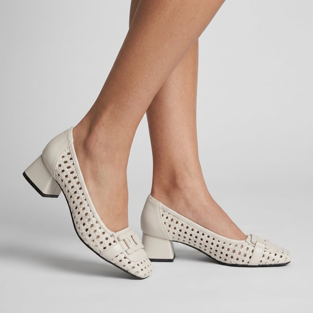 Serafina Séraphine | Woven Leather Block Heel Pump