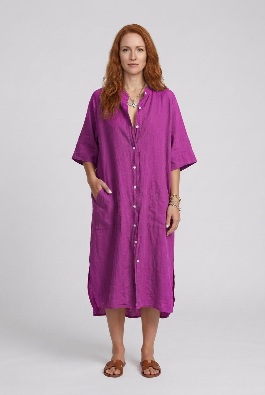 Relaxed Shirt Dress for Women, Lightweight Button-Front Bohemian, for Vacation, Casual Wear, Beach & Everyday