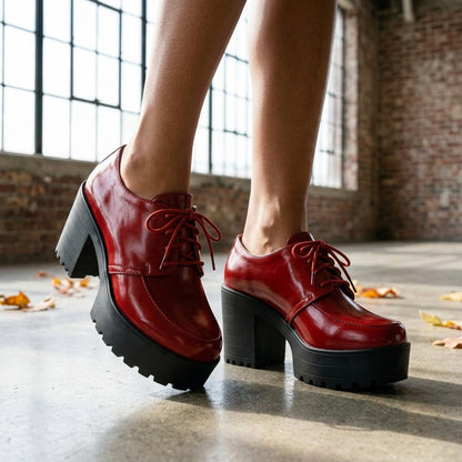Katya Tamara | Vegan Leather Lace-Up Block Heel