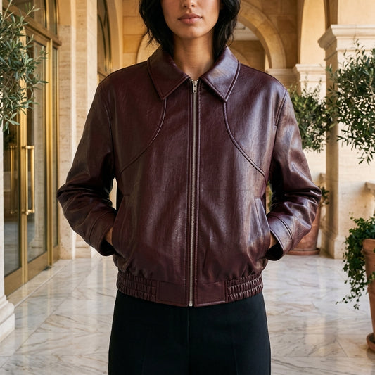Fia | Polyester Zip-Up Bomber Jacket