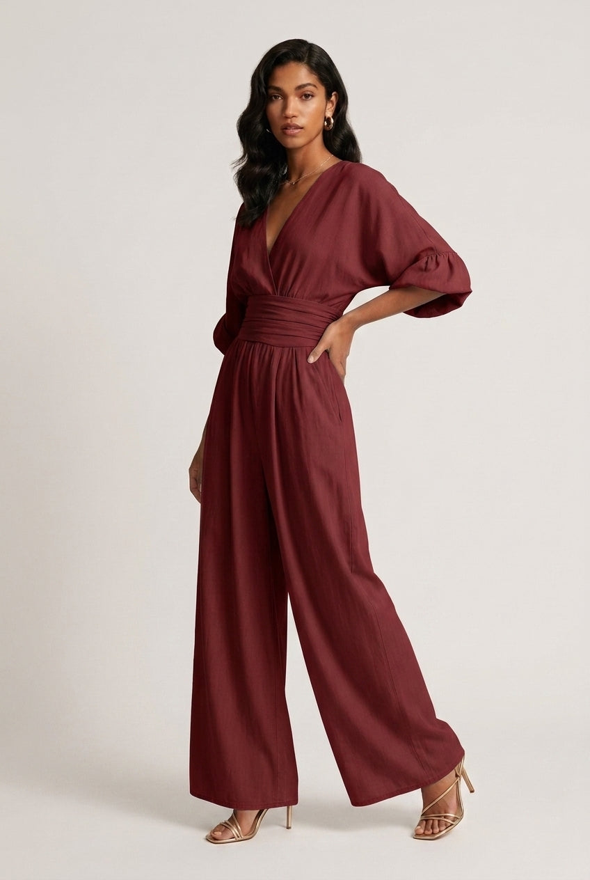 Emberly | Wide Sleeve V-Neck Jumpsuit
