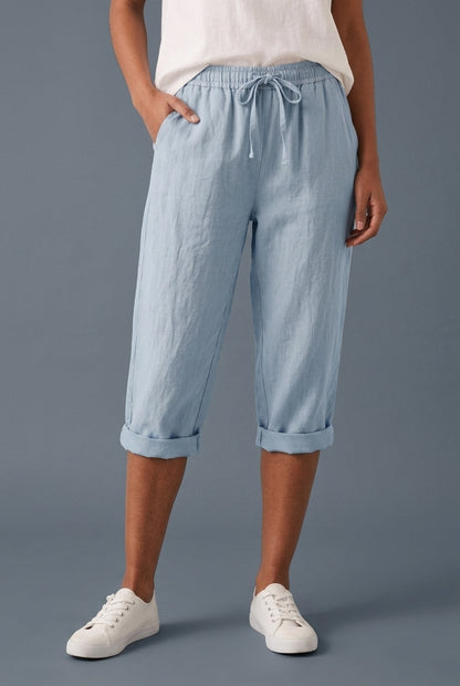 Relaxed Linen Shorts for Women, Cropped Breathable Drawstring Waist, for Summer, Garden, Casual & Everyday Wear