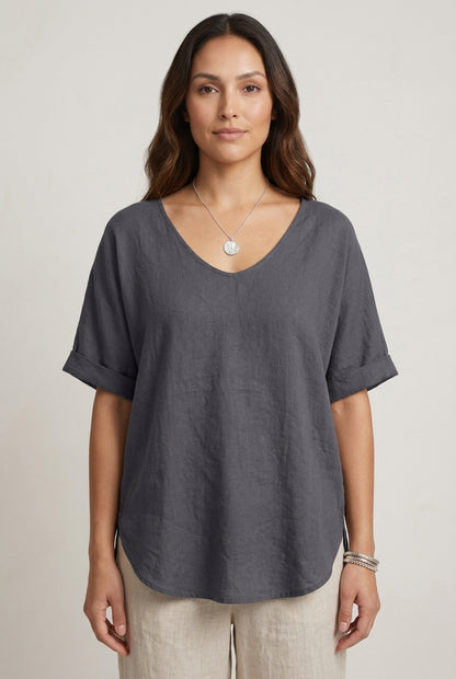 Graceful V-Neck Flow Blouse for Women, Soft Flowing Silhouette with Refined Neckline, for Work, Casual, Everyday & Polis