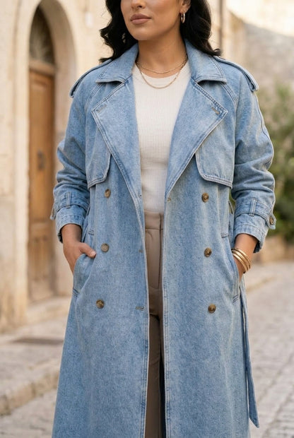 Ditis | Oversized Denim Trench Maxi Coat