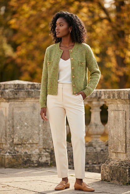 Divya | Cropped Crew Neck Cardigan