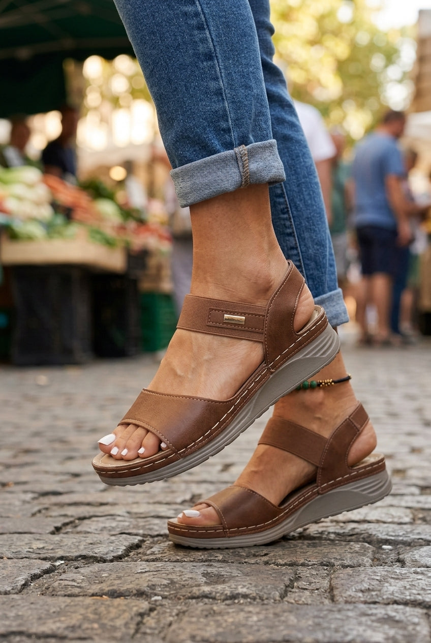 Retro Comfort Everyday Sandals for Women, Cushioned Flexible Casual Slip-On, for Walks, Errands, Holiday & Weekend Wear