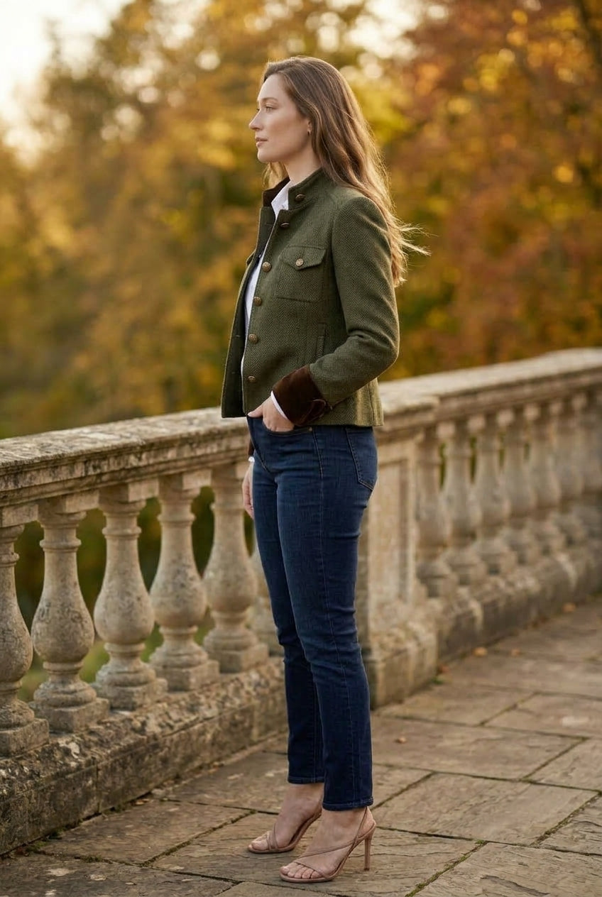 Karla | Herringbone Tweed Military Jacket