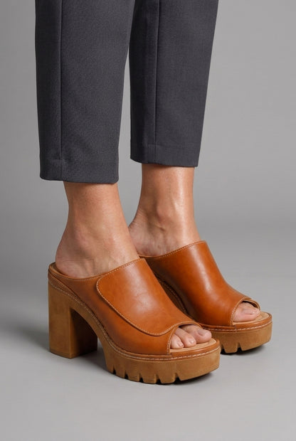 Classic Premium Platform Heels for Women, Slip-On Strap Supportive Sole Wide Heel Base, for Work, Date Night, Party & Ev