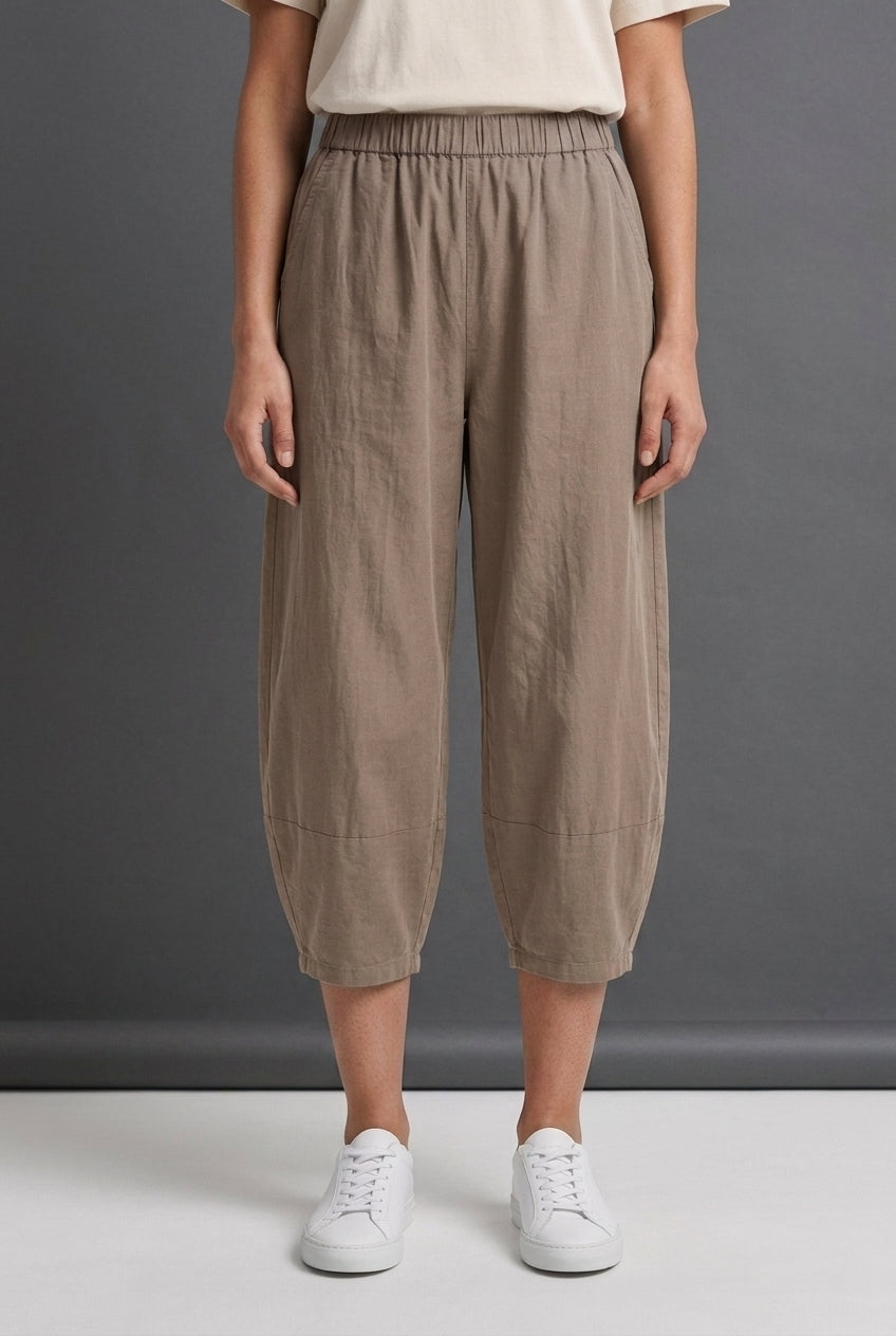 Women's Cropped Relaxed Cotton Trousers