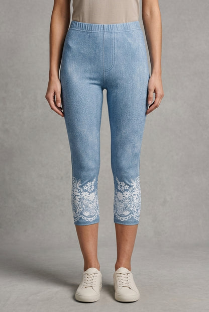 Lace Floral Print Casual Leggings