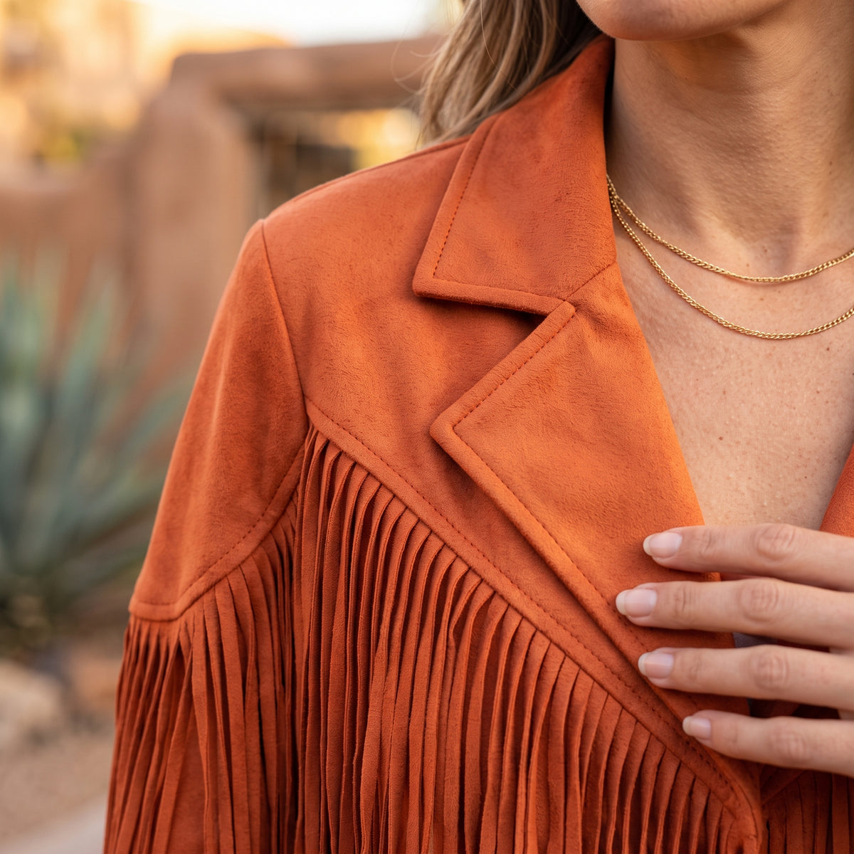 Evelyn | Women's Fringe Suede Cropped Moto Jacket