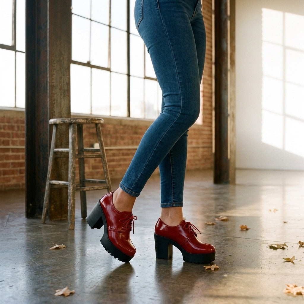Katya Tamara | Vegan Leather Lace-Up Block Heel