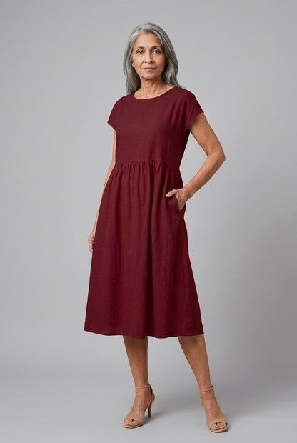 Elegant Round Neck Dress for Women, Tailored Soft Comfortable Fit, for Work, Casual, Evening & Everyday Wear