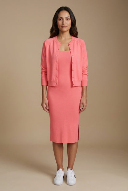Elegant Midi Dress with Cardigan Set for Women, Tailored Silhouette Soft Premium Fabric, for Work, Office, Brunch & Ever
