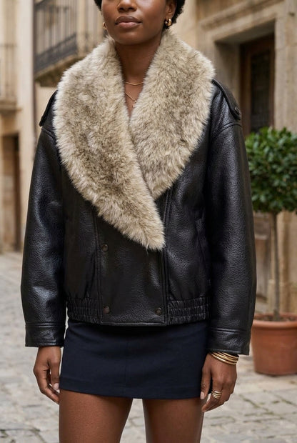 Gunilla | Faux Leather Double-Breasted Coat