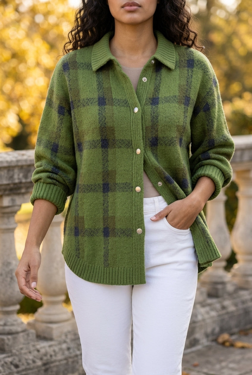 Kata | Oversized Plaid Knit Cardigan
