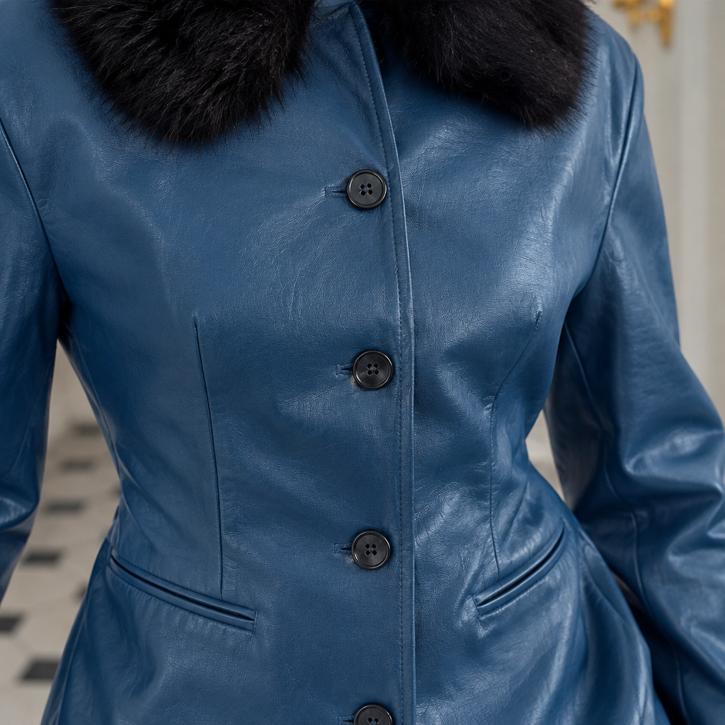 Enine | Faux Leather Peplum Jacket