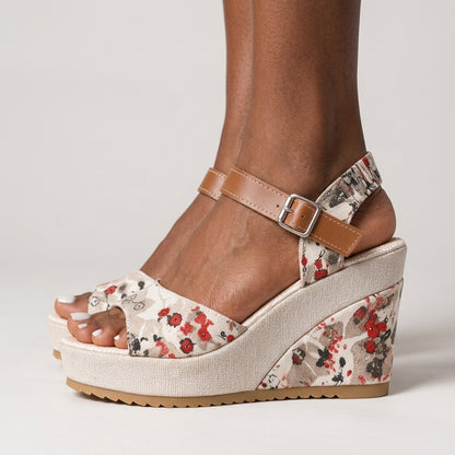 Wilma | Patterned Buckle Platform Heels
