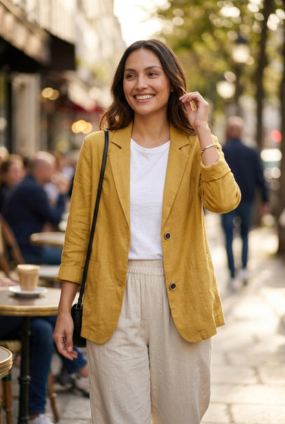 Gia | Women's Double Breasted Tailored Long Sleeve Blazer with Notched Lapels