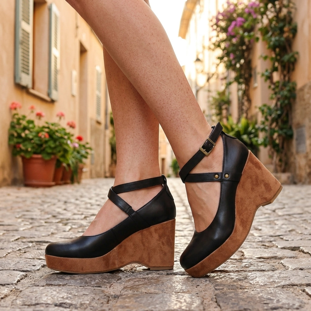 Morwenna | Cross-Strap Wedge Heel