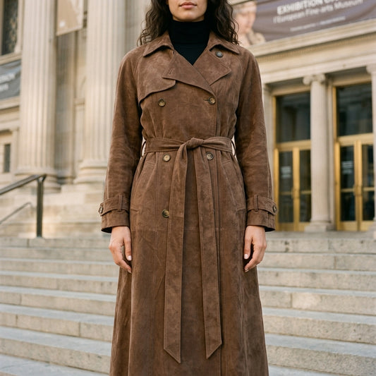 Peta | Belted Suede Trench Coat