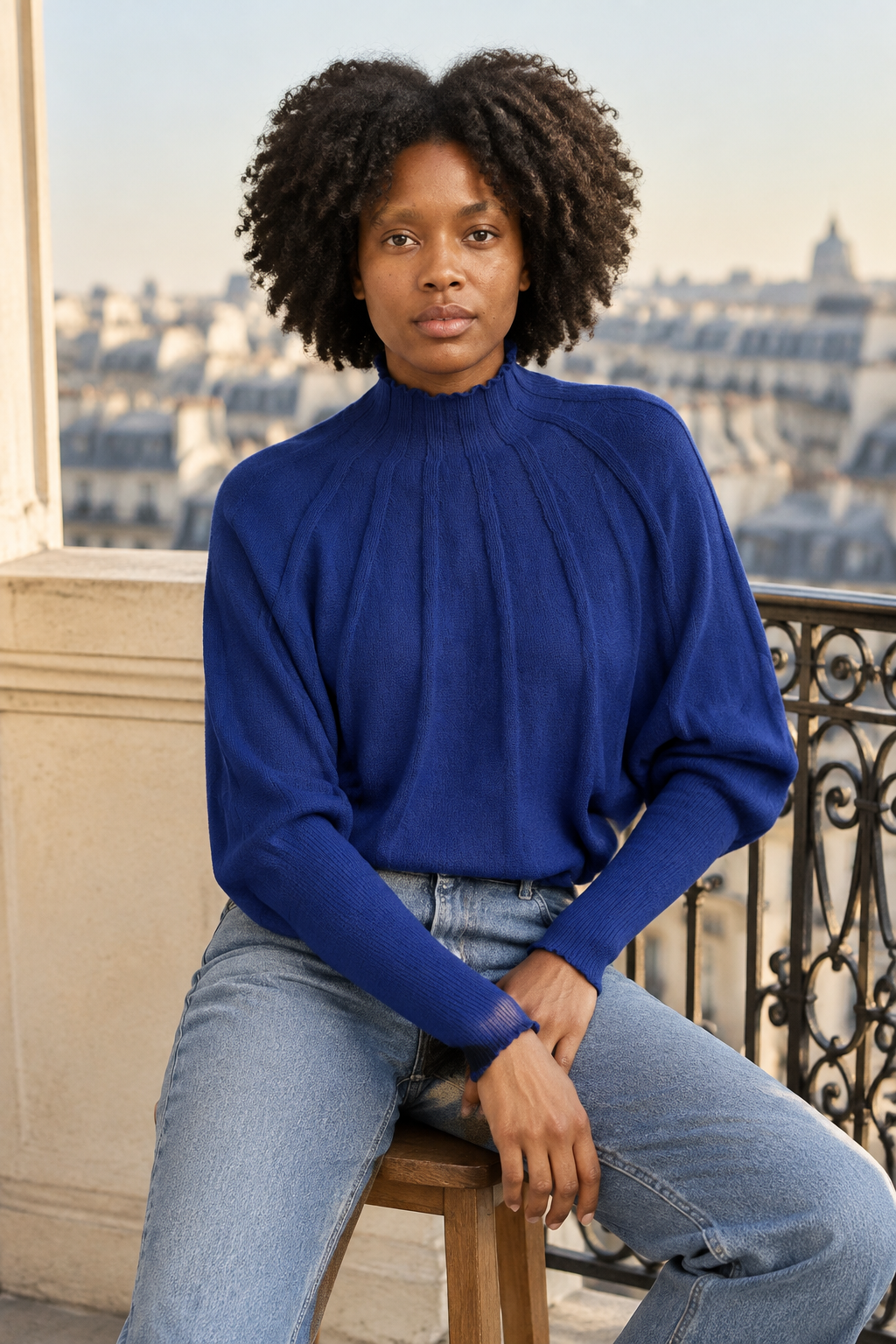 Nadis | Batwing Knit Mock-Neck Sweater