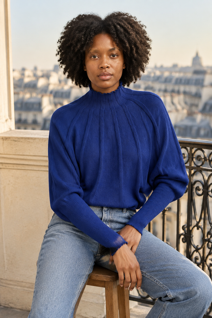 Nadis | Batwing Knit Mock-Neck Sweater